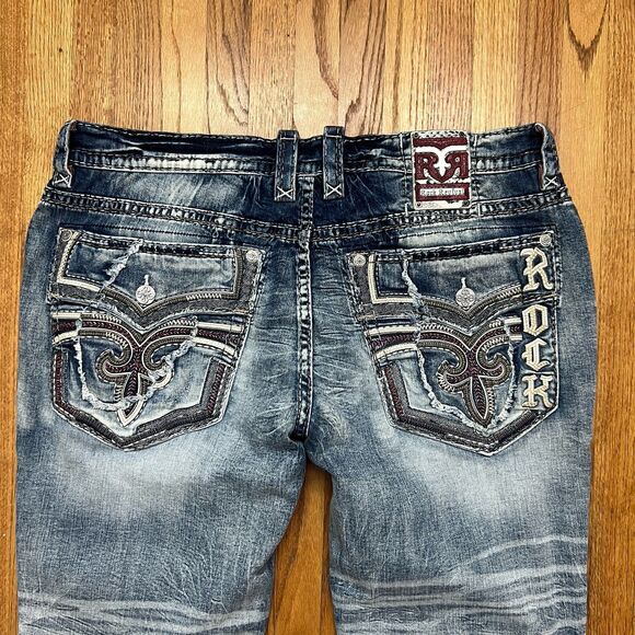 Men’s Rock Revival Callan Boot Distressed Jeans Size 44x30 BRAND NEW - Picture 3 of 9